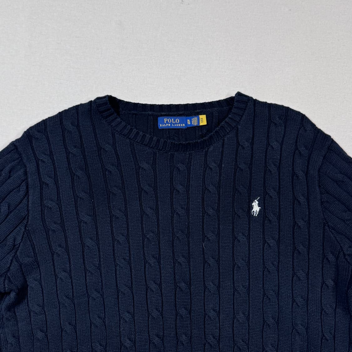 XL) 폴로 랄프로렌 케이블 꽈배기 니트 신형 큐알탭 상품이미지3