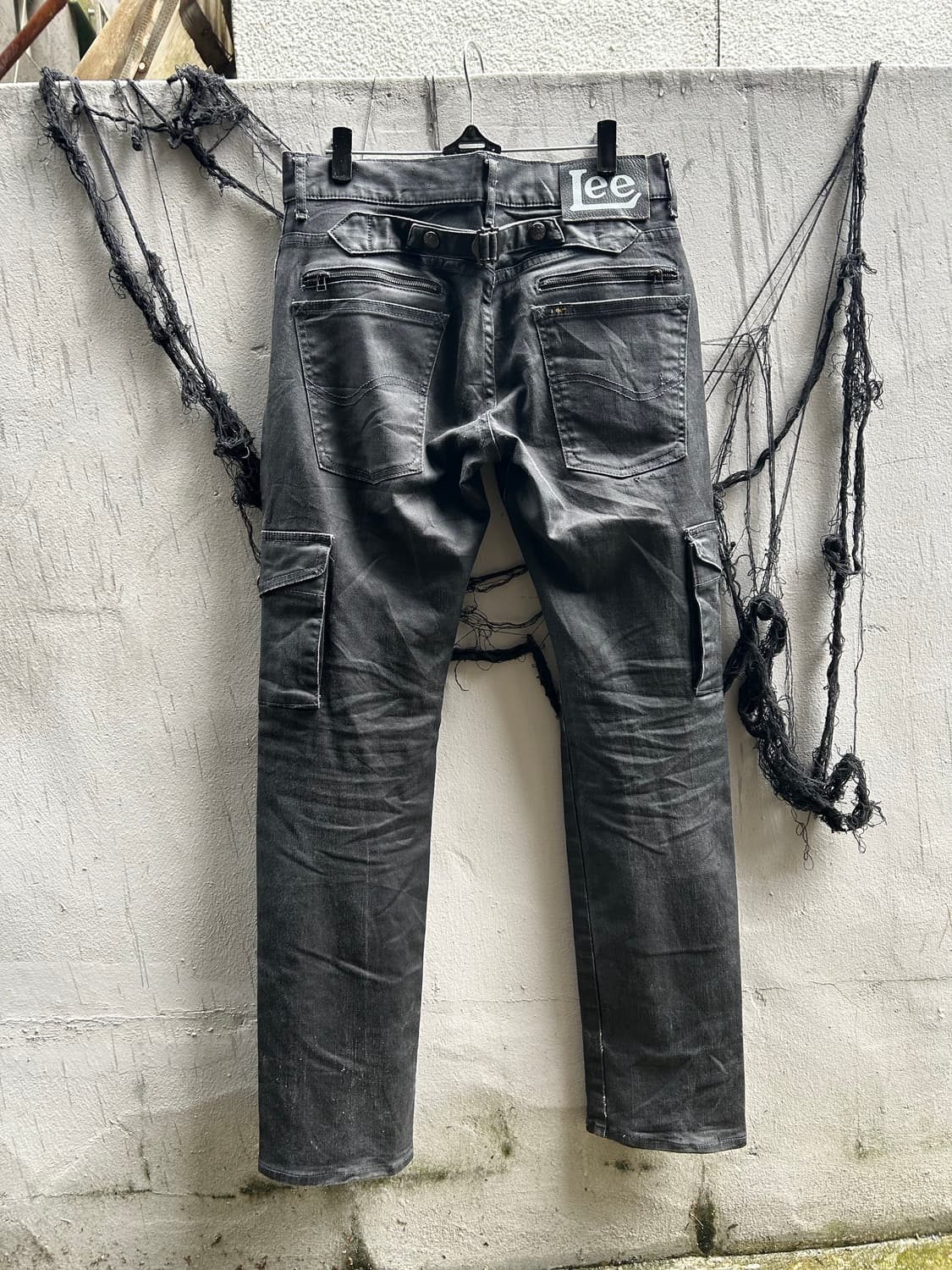 *RARE* JPN 펑크 00s Lee 코팅 블랙 슬림핏 포켓 데님팬츠 상품이미지2