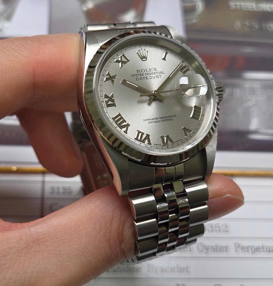 롤렉스 데이저스트 16234 후기형 실버로만 18K화골베젤 쥬빌리줄 (감 상품이미지4