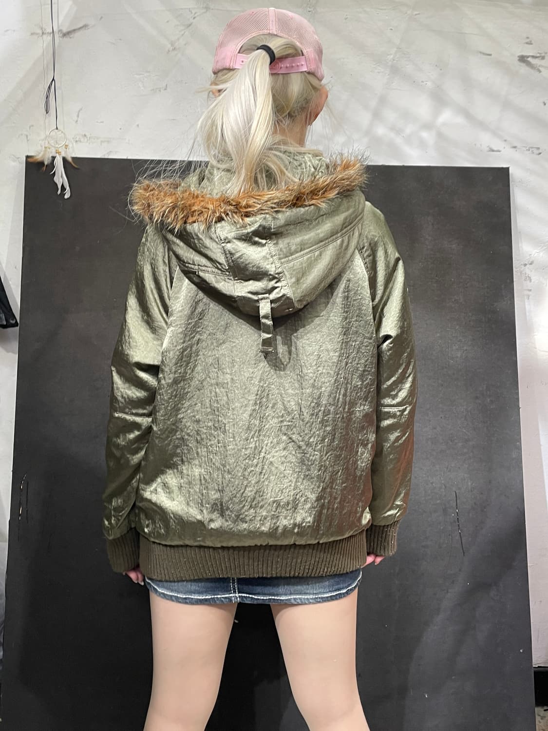 일본빈티지 Livre claire 울프죠 퍼 후드 자켓 ma-1 마원 M 상품이미지5