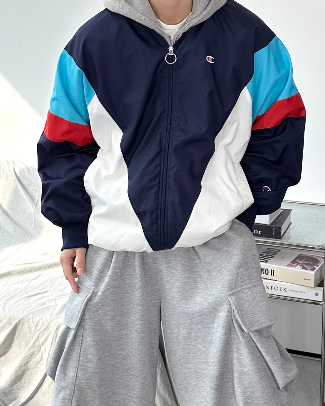 챔피온 90s 올드스쿨 배색 바람막이 L 상품이미지2