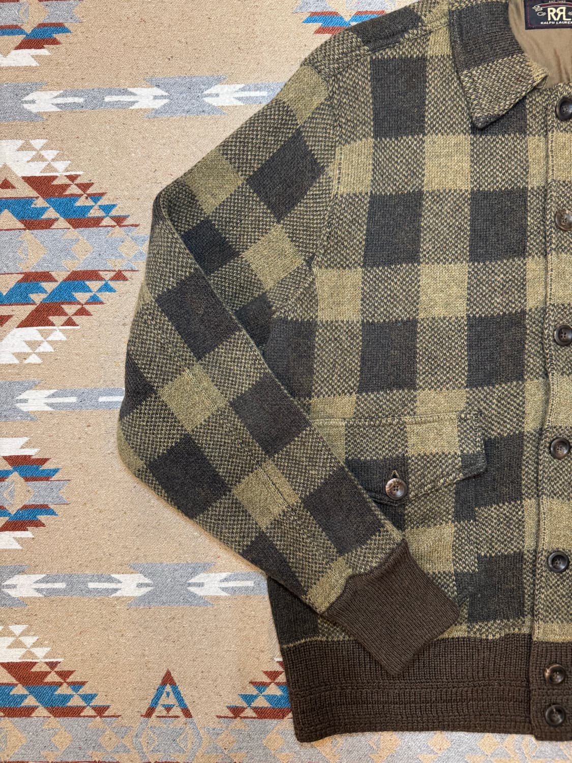 [L] RRL 더블알엘 버팔로 체크 울 자켓 브라운 상품이미지2