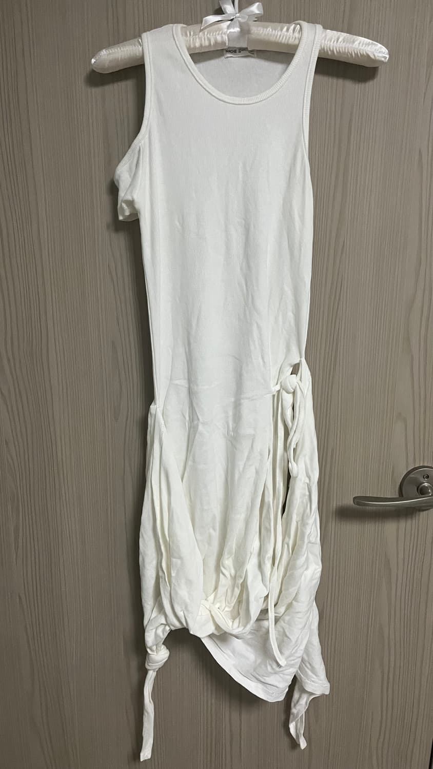 나체 원피스 드레스ASYMMETRIC DRAPING DRESS WHITE 상품이미지3