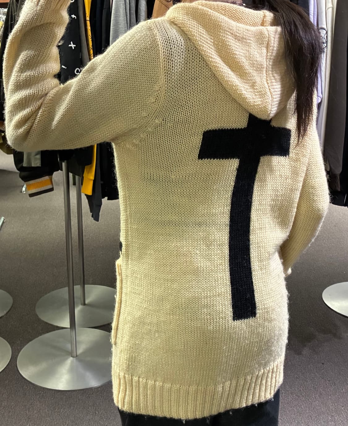 M)Peace now Japanese vintage 여성 패치 니트집업 상품이미지3