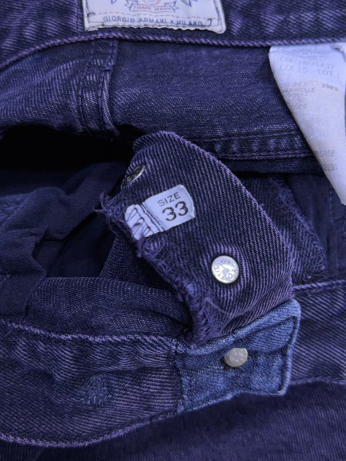 아르마니 알마니 빈티지 레귤러핏 퍼플 워싱 데님팬츠 33 상품이미지7