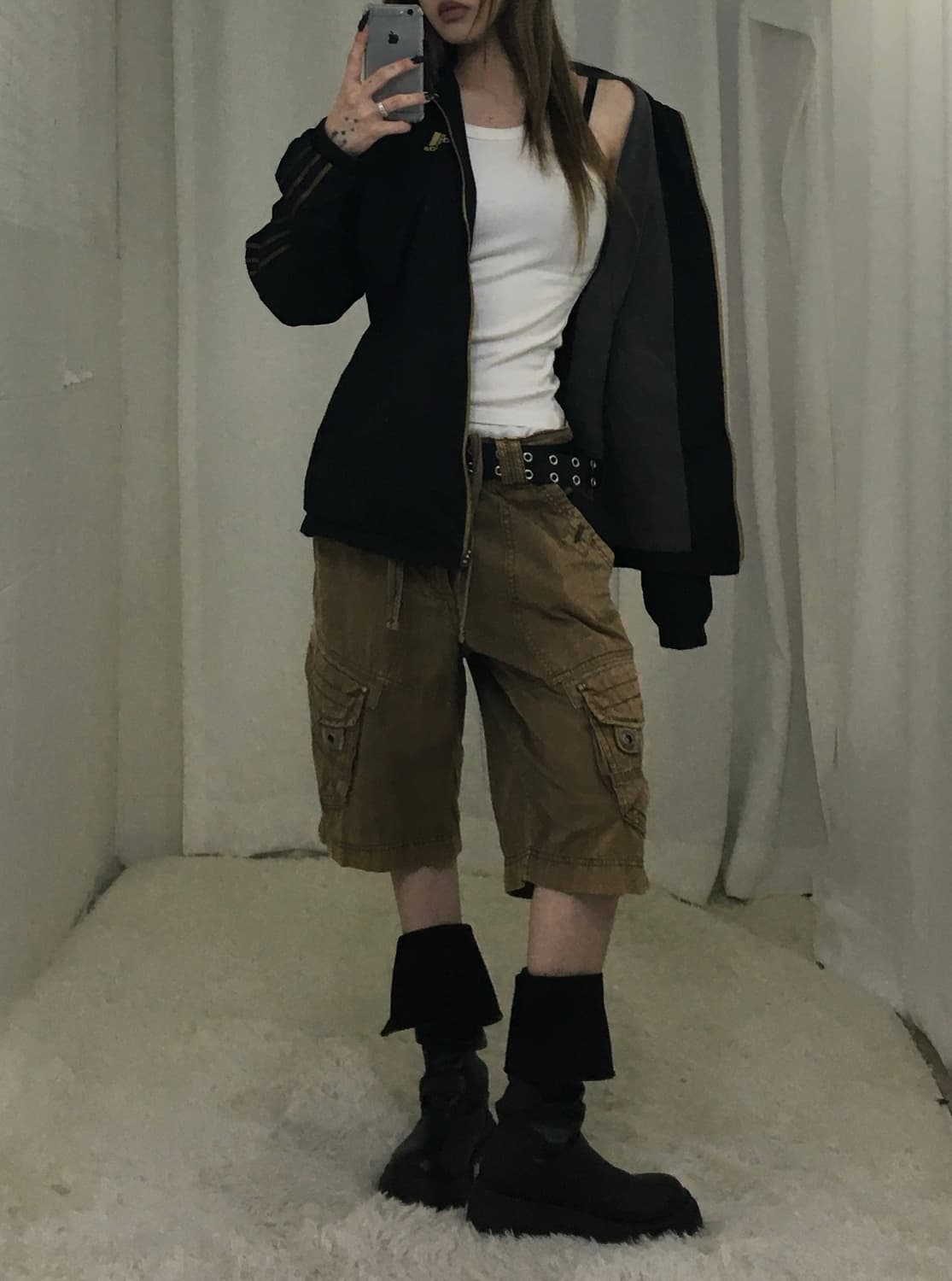 빈티지 빅포켓 베이지브라운 카고 버뮤다 팬츠 상품이미지4