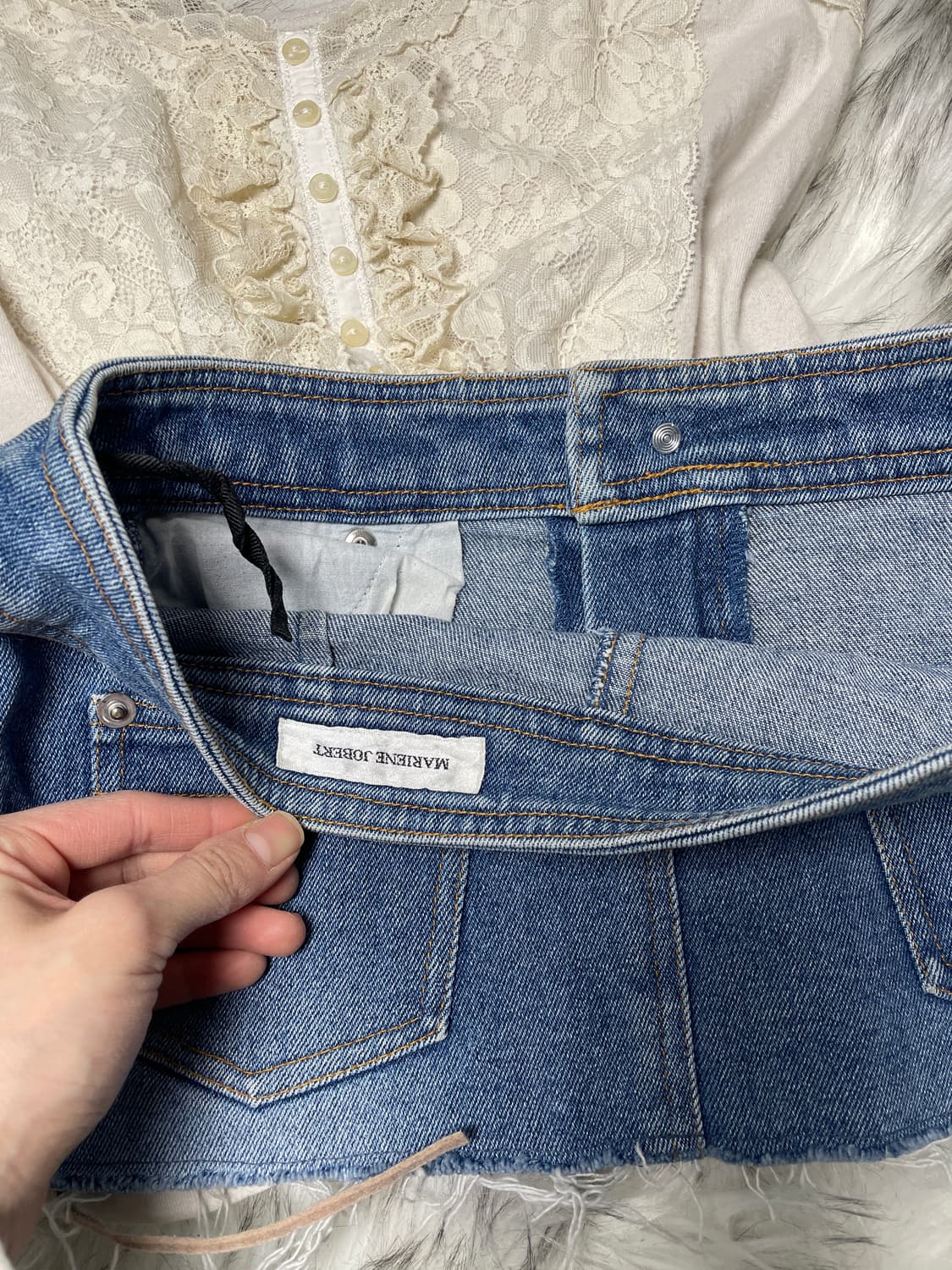 빈티지 로우라이즈 레이스업 데님 스커트 상품이미지4