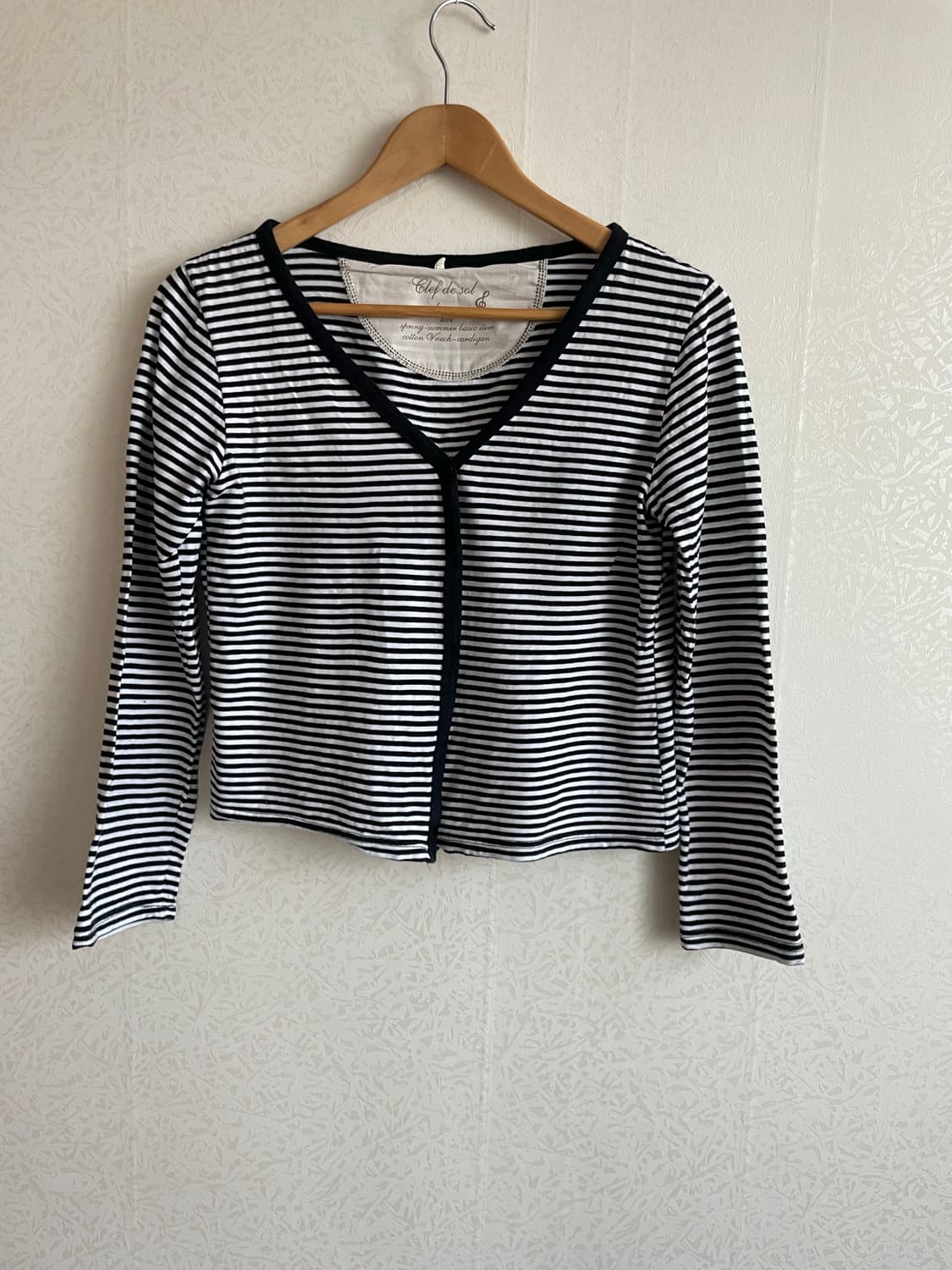 일본 빈티지 스트라이프 면 가디건 상품이미지3