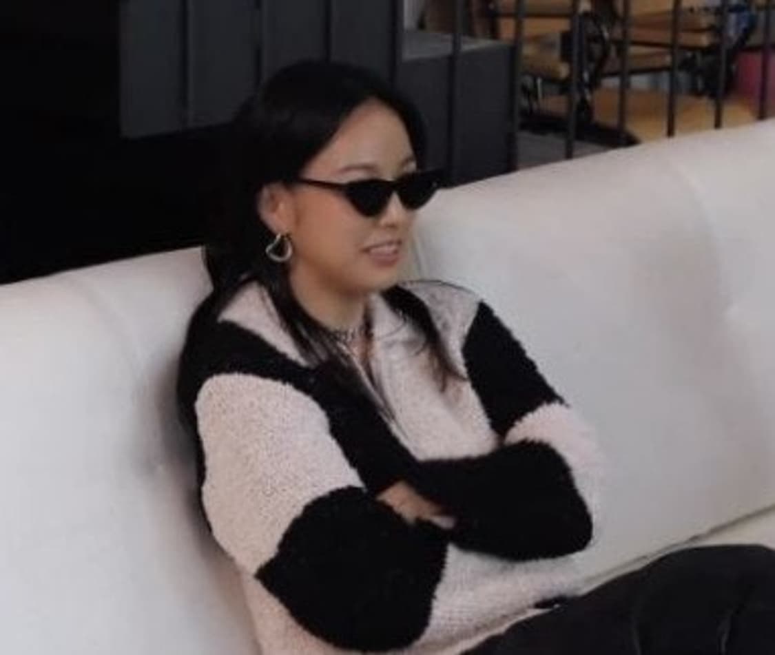 다이애그널 컬러 블록 니트 집업 상품이미지1