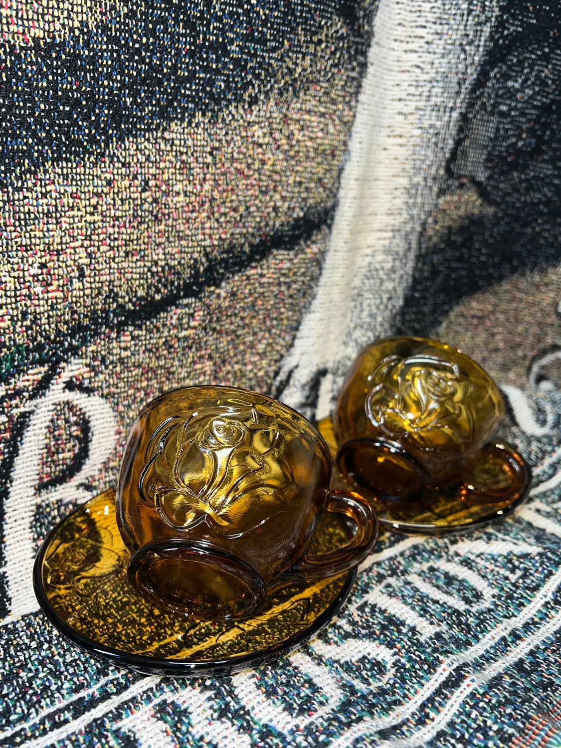 70s Korean Amber Rose Presses Glass Cup 상품이미지3