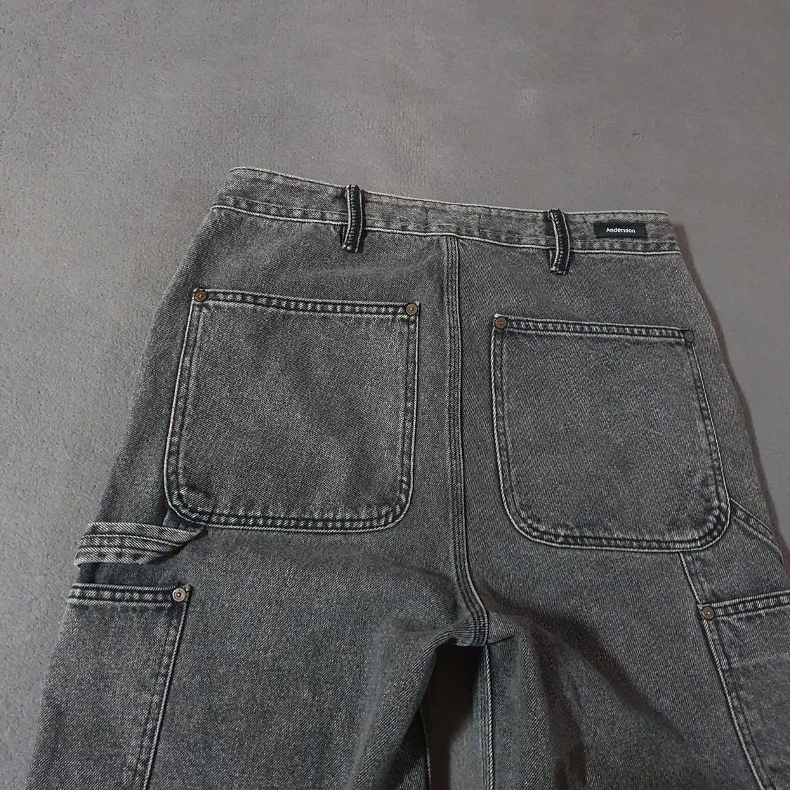 앤더슨벨 인사이드아웃 더블니 카펜터 흑청 데님 팬츠 S 30 상품이미지4