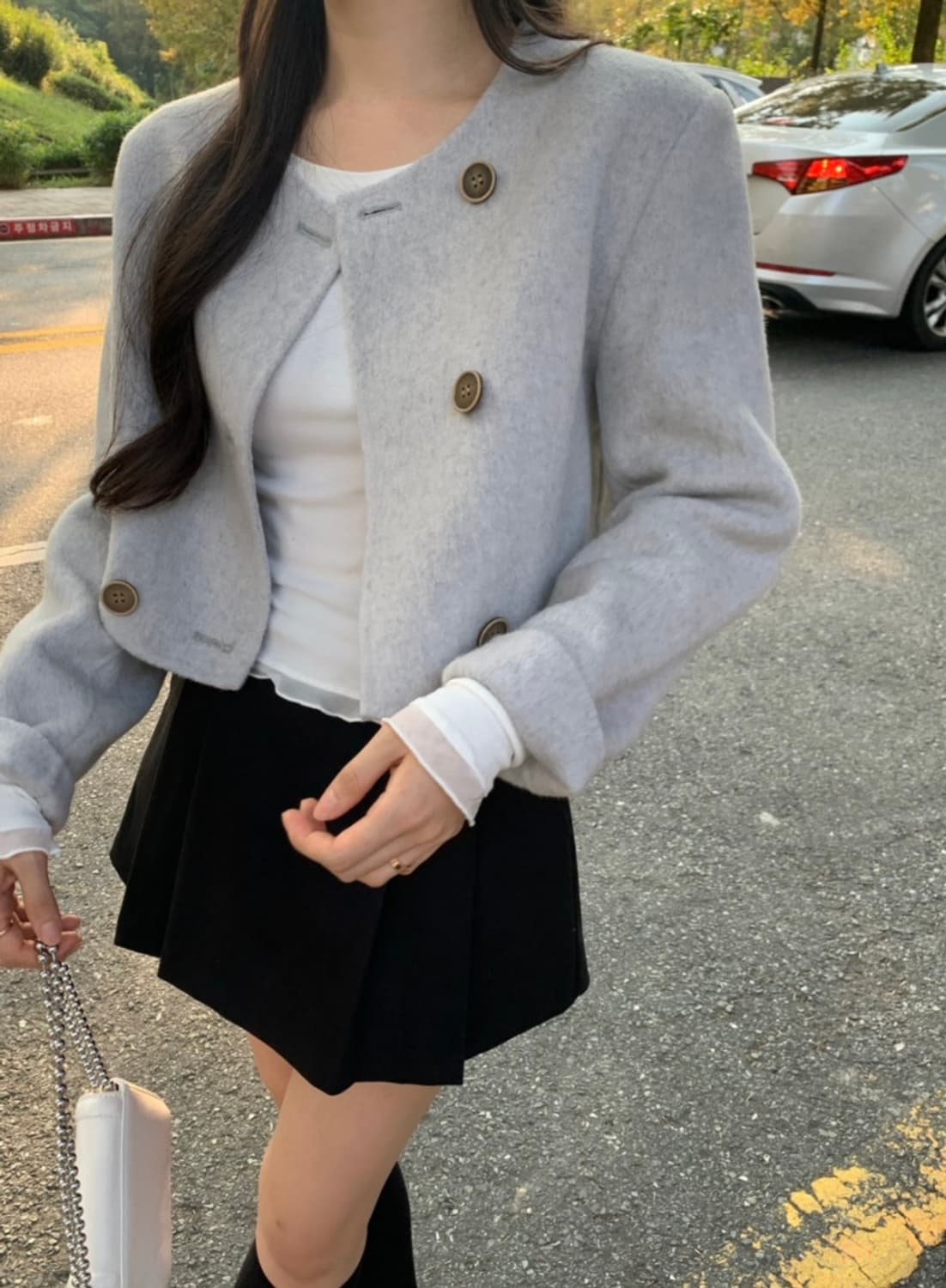 (새상품)더블 버튼 핸드메이드 숏 코트 상품이미지5