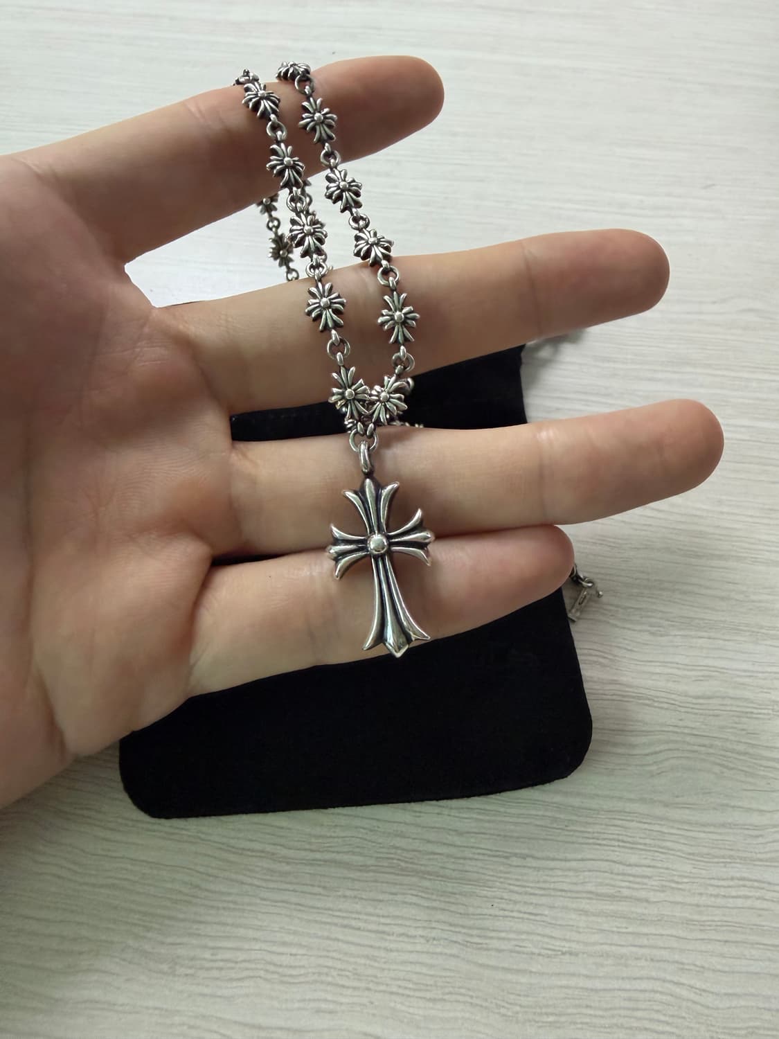 크롬하츠 타이니 팻 크로스 w 타이니 e ch 플러스 목걸이 20인치 상품이미지3