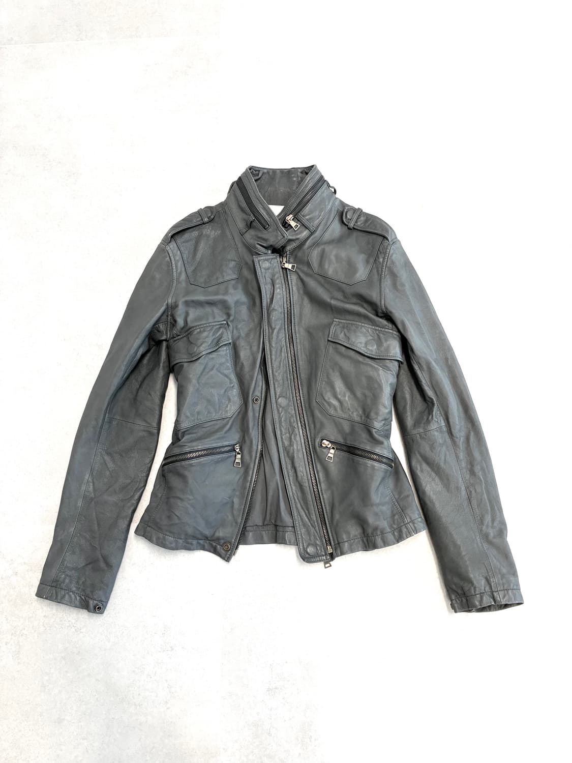 그레이 리얼 레더자켓 상품이미지1