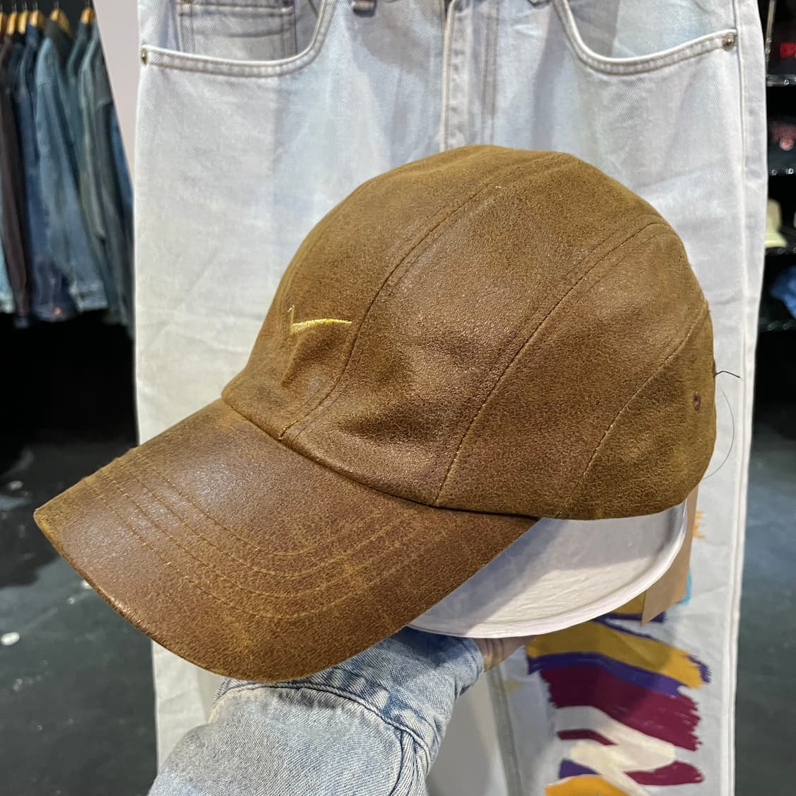 1990s NIKE 나이키 스우시 레더 캡 상품이미지2