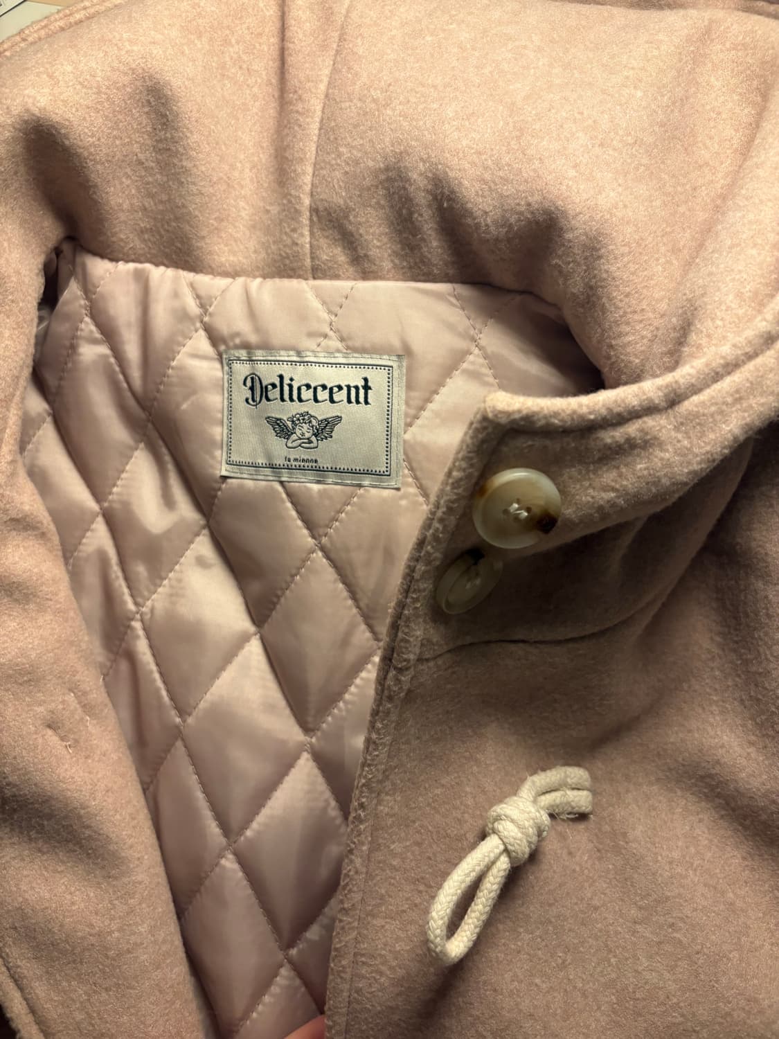 델리센트 더플 후디 하프 코트 y2k 핑크 누빔 숏코트 상품이미지2