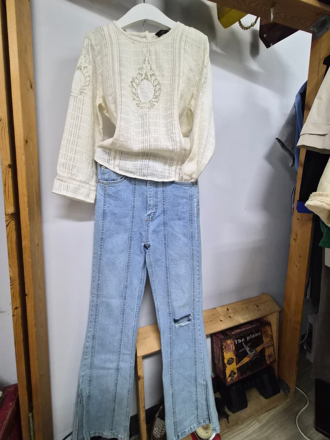 자라 자수레이스.  hybernat 부츠컷 스판데님 상품이미지1