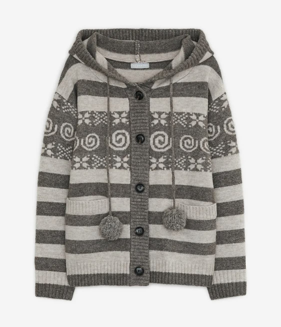 이즈나 정세비 착용) 허그유어스킨 엔젤 윙 후드 폼폼 가디건 (브라운) 상품이미지1