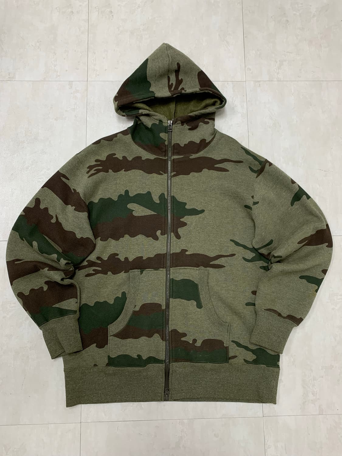 카모 패턴 카키 후드집업 #134 상품이미지1