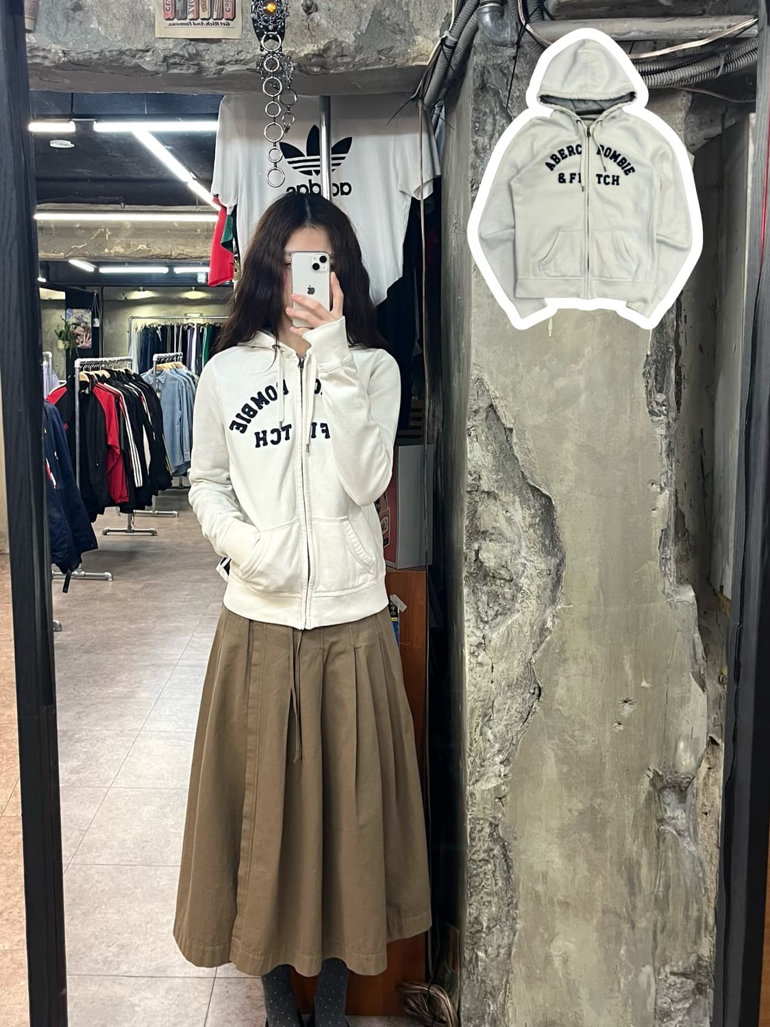 아베크롬비 기모 후드집업 화이트 M #csz2670  상품이미지1