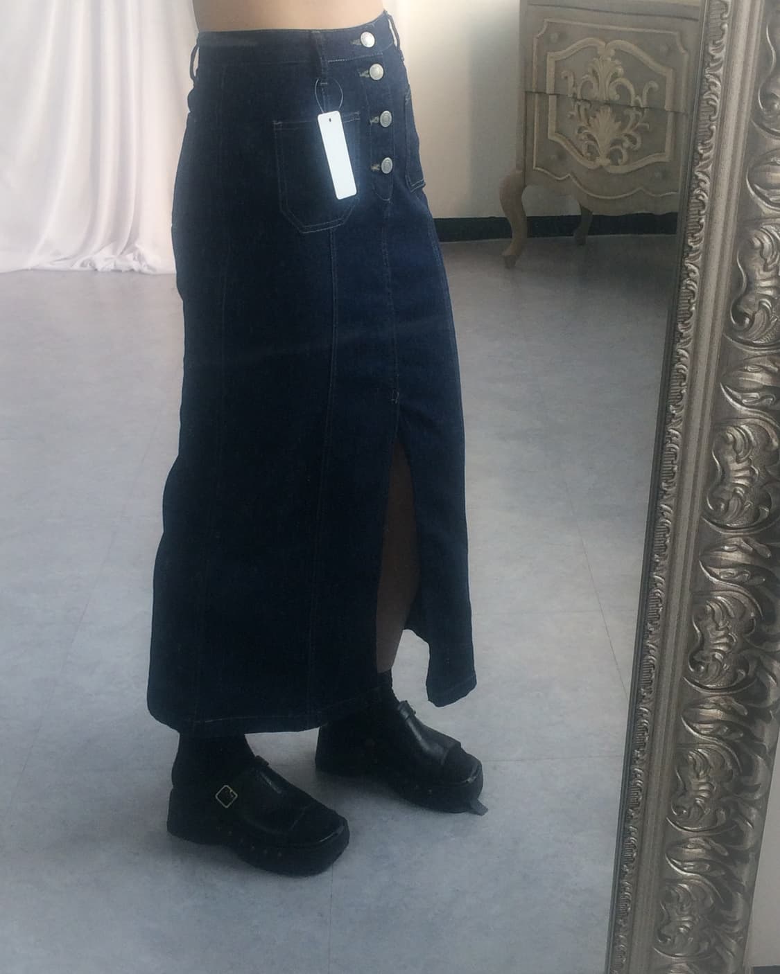 Glitter point denim long skirt 상품이미지7
