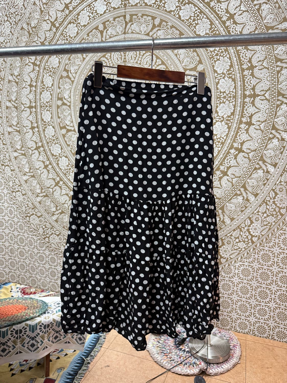 빈티지 여성 도트 뒷밴딩 캉캉 미디스커트 (Z987) 상품이미지3
