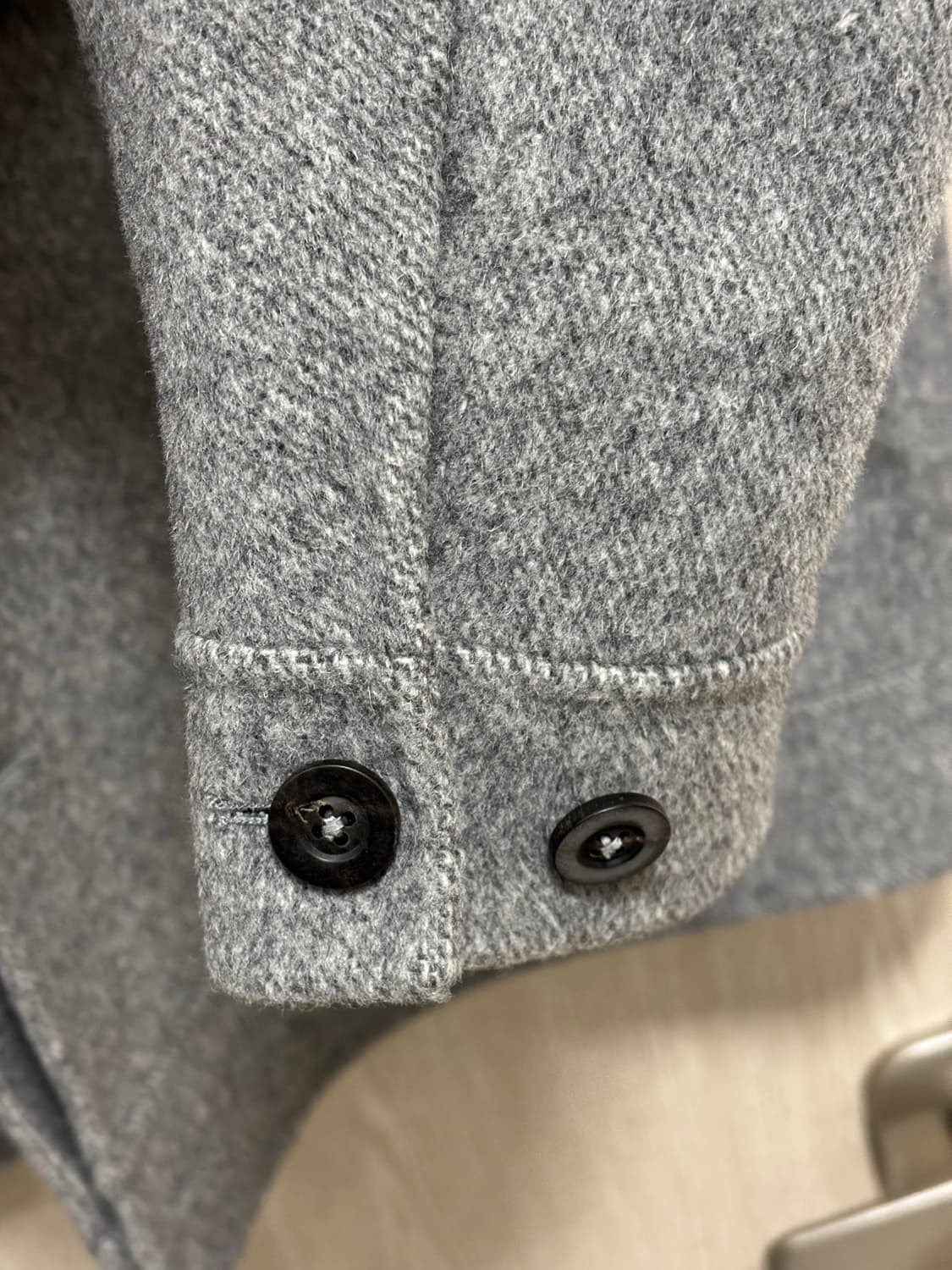 마시모두띠 엑스트라파인 울 풀버튼 하이넥 하프코트L/멜란지그레이 상품이미지4