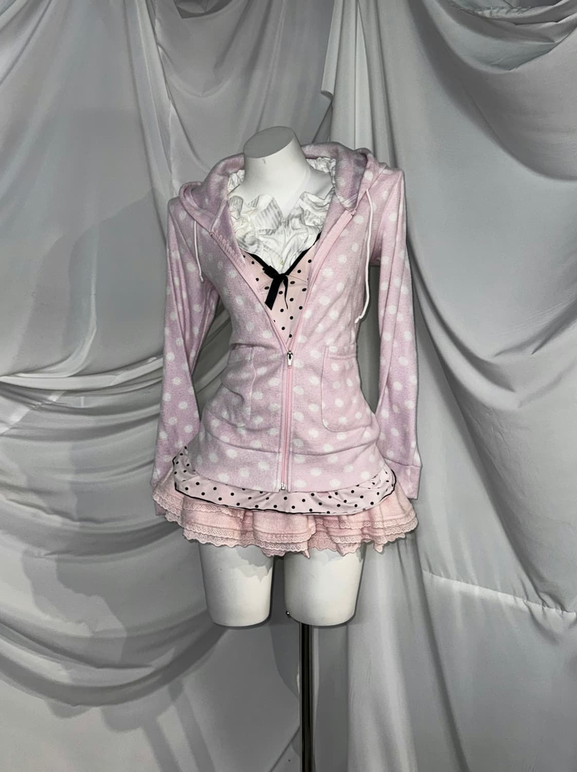 핑크 히메갸루 도트 아이렛 디테일 코디세트  상품이미지9