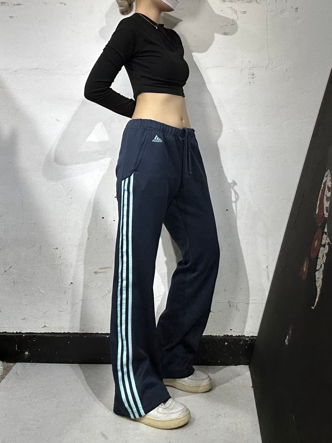 아디다스 네이비 소라 삼선 세미 부츠컷 트레이닝 팬츠 추리닝 바지 L 상품이미지1