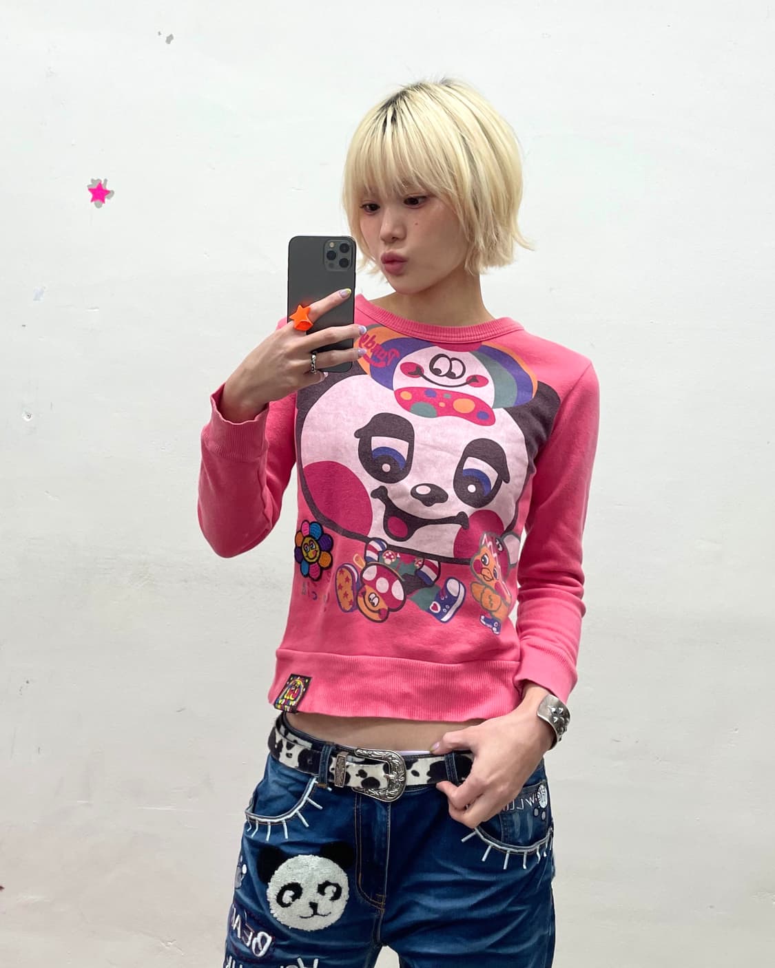 Love Big Panda Pink Sweatshirt  상품이미지1