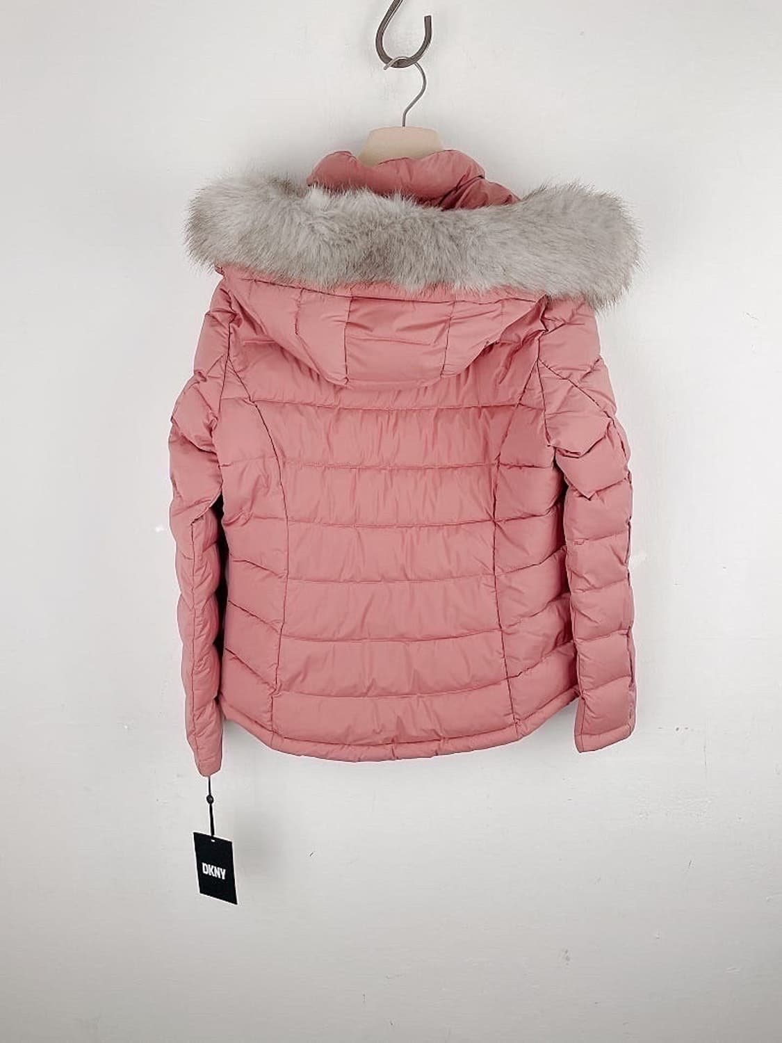 (정품/새상품) DKNY 여성 털 후드 분홍 점퍼 상품이미지5