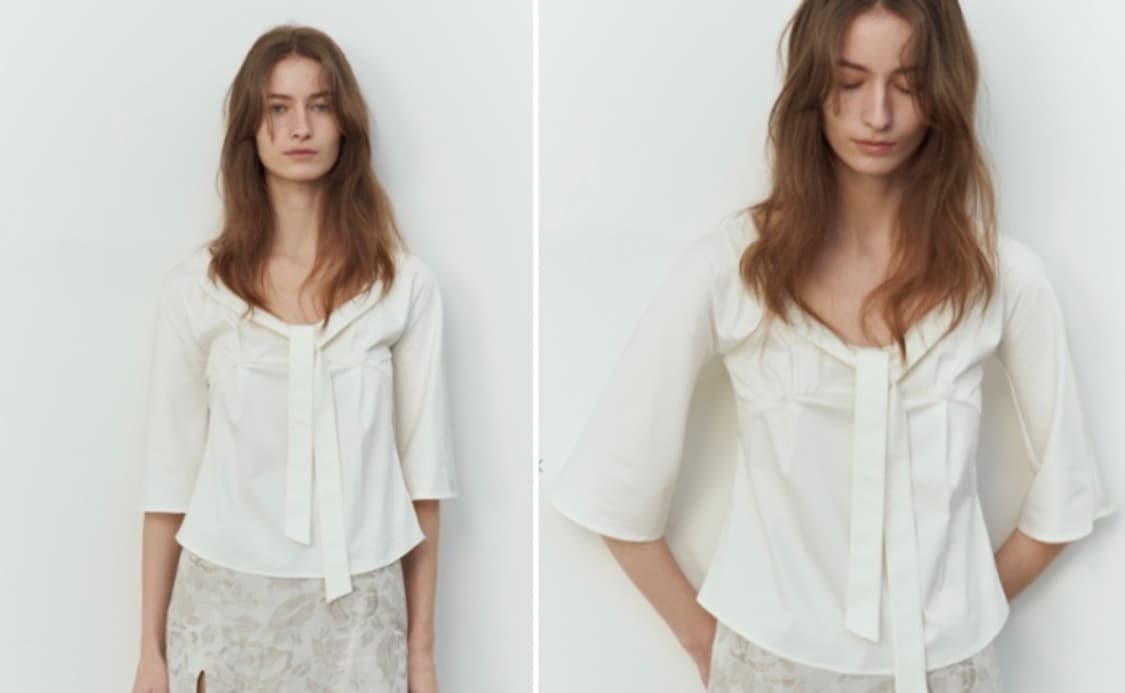 Lea 르에 plain bowtie 플레인 보우타이 블라우스 상품이미지2