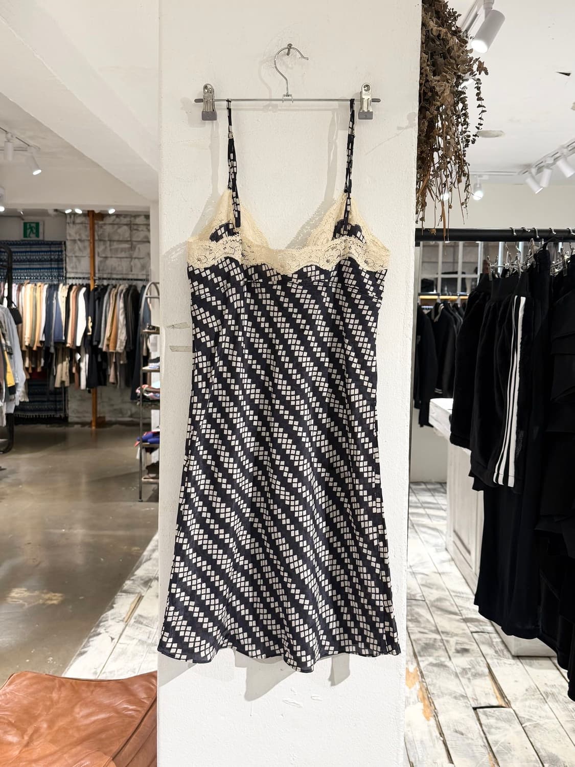 마르니 블랙 패턴 새틴 레이스 슬립 원피스 상품이미지4