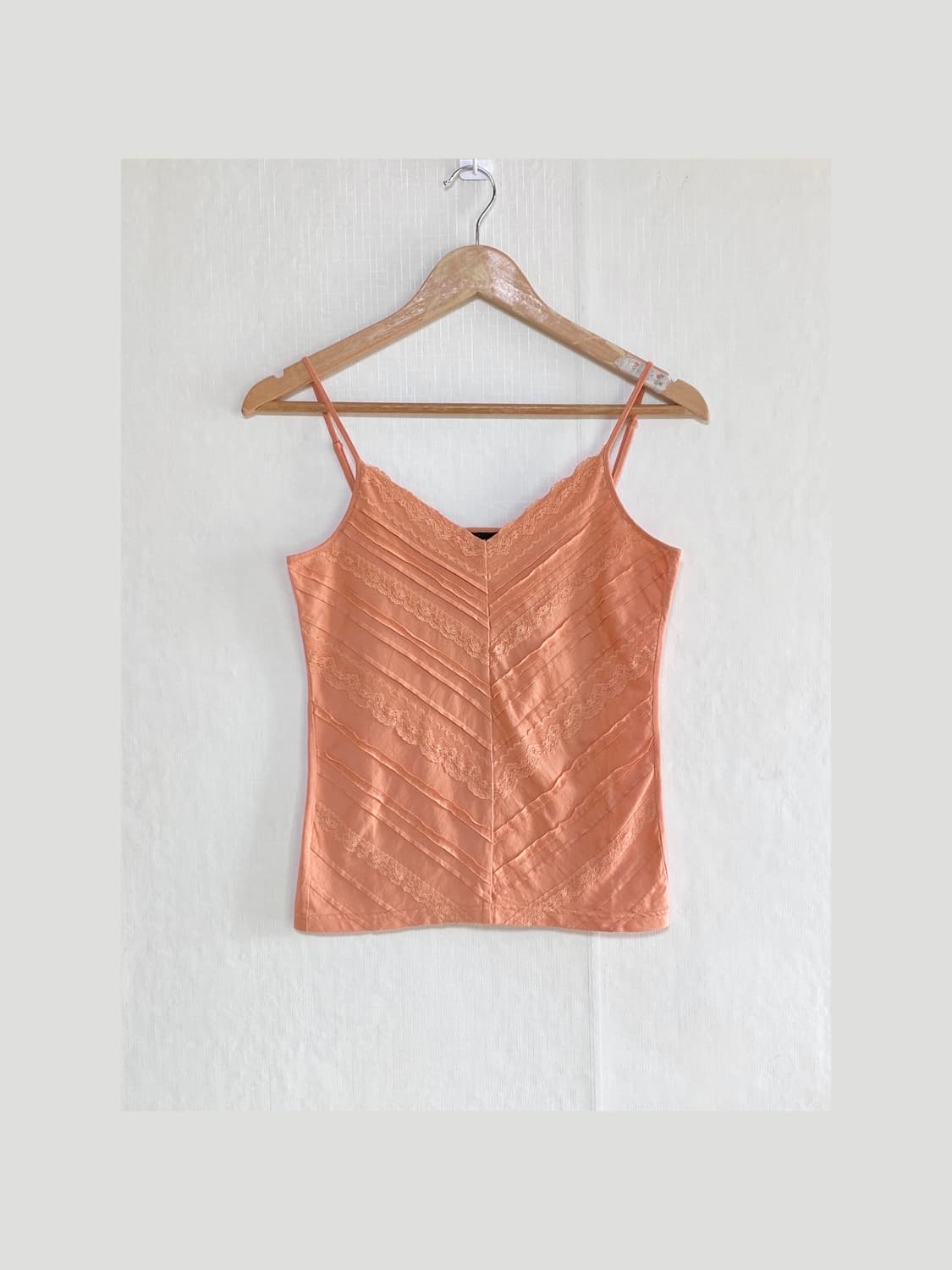 Peach Cotton Lace V-Neck Tank 상품이미지1