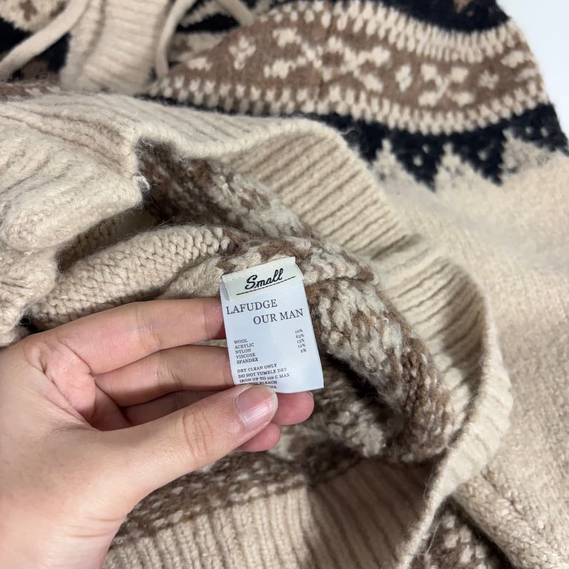 95 S 라퍼지스토어 라이트베이지 더플후드니트 상품이미지5