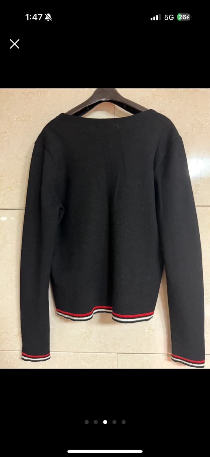 블랙 배색 브이넥 크롭 가디건 상품이미지3