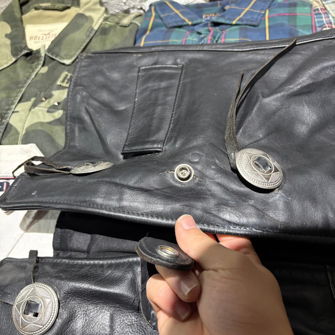 90s Schott WESTERN 쇼트 웨스턴 레더 가죽 베스트 상품이미지7