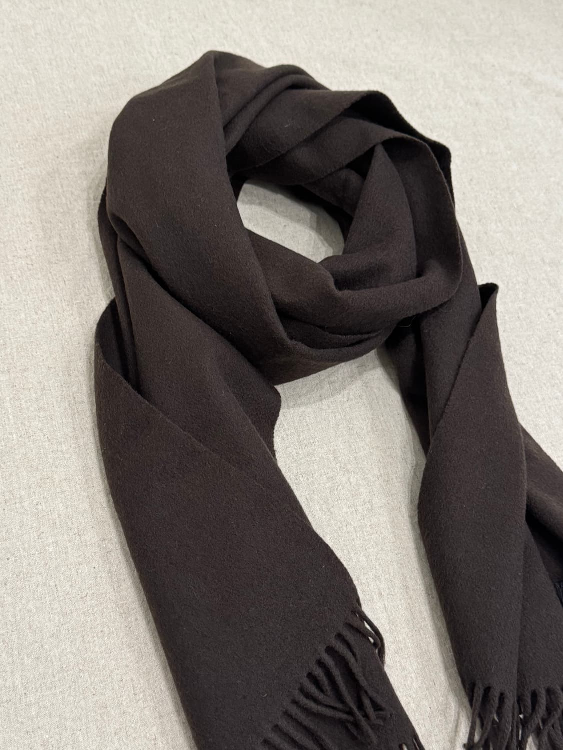 요지야마모토 울캐시미어 브라운 머플러 상품이미지3