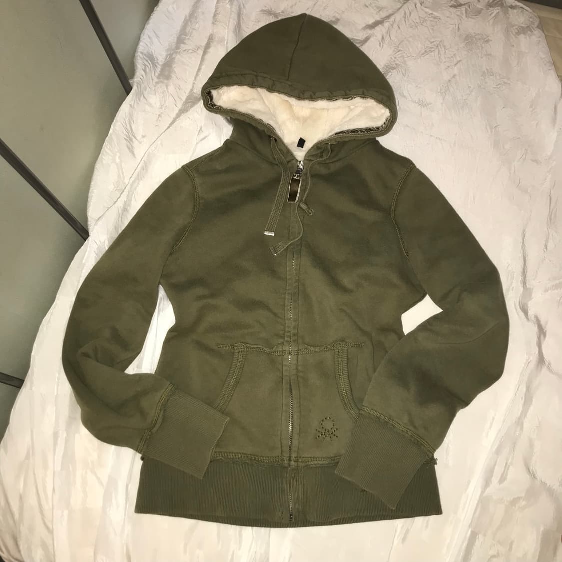 Benetton 베네통 갸루 와투케 융 기모 카키 집업 상품이미지4