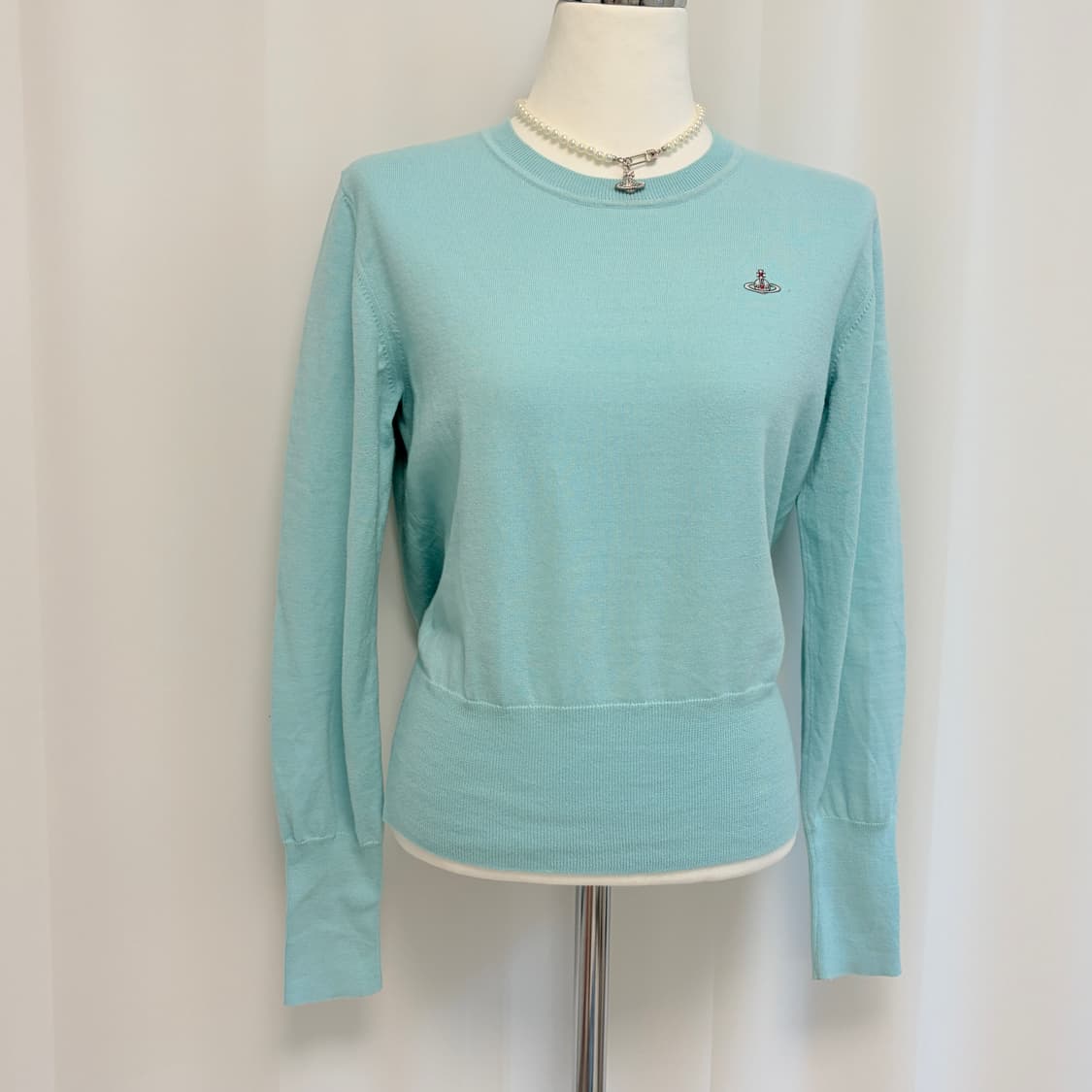 비비안웨스트우드 레드라벨 코튼 크루넥 니트-민트 상품이미지5