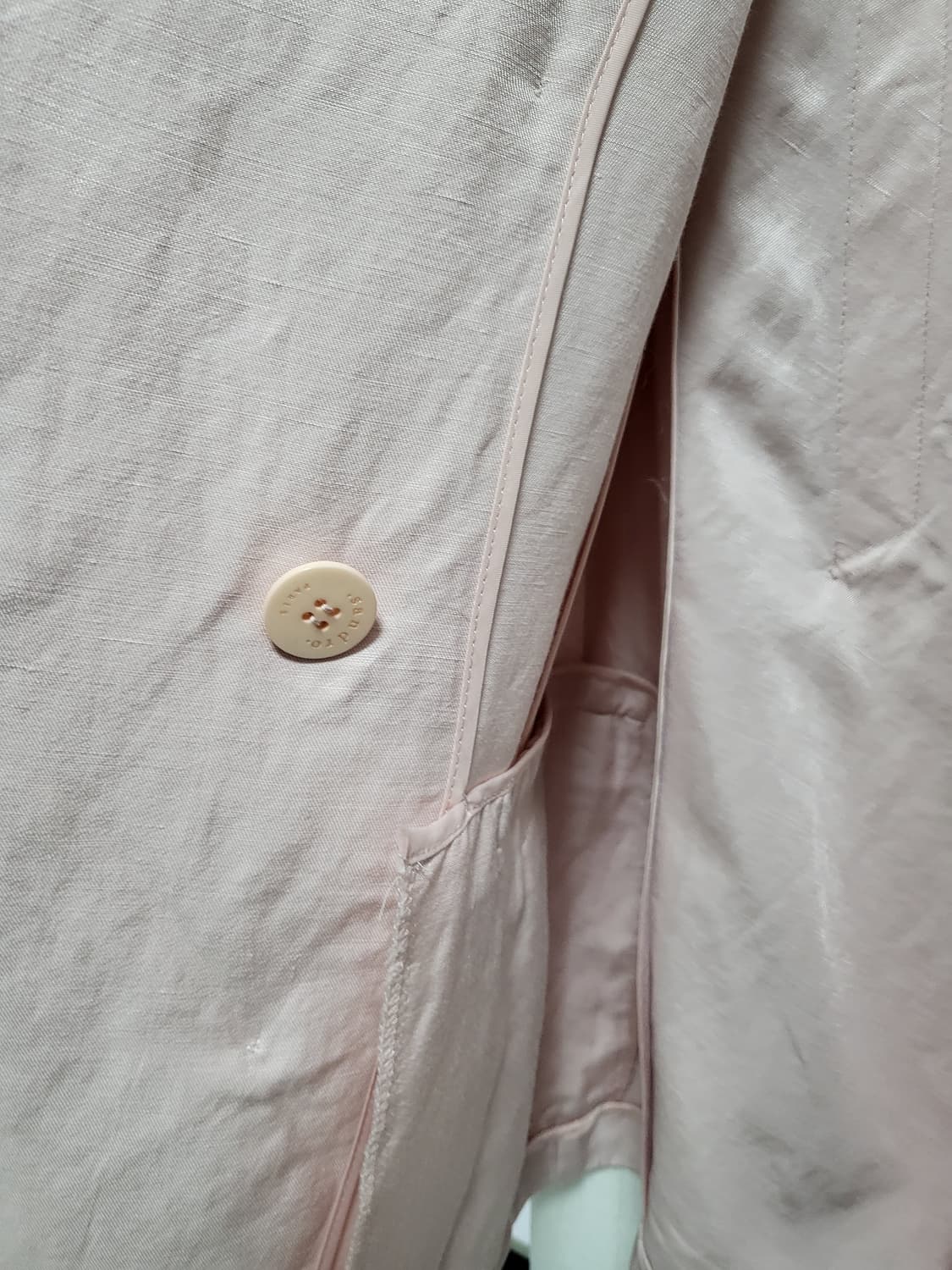 정품 산드로 린넨 딸기우유 핑크 더블 버튼 블레이저 44-66 상품이미지5