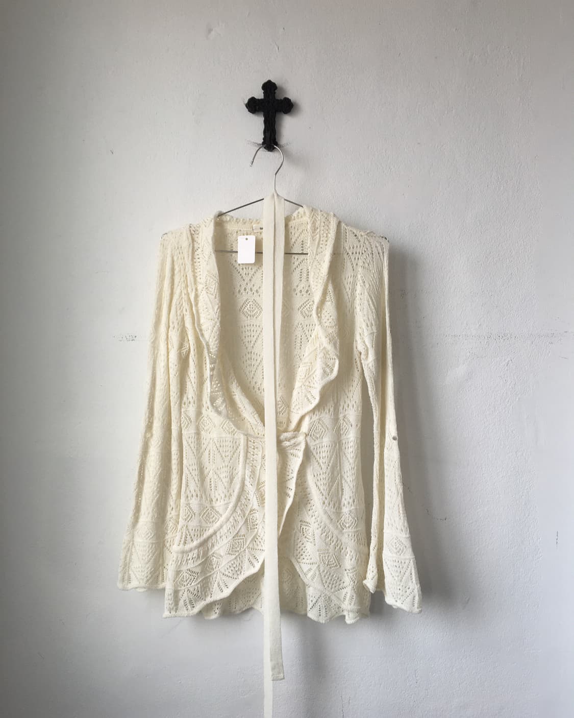 Tied ruffle wrap crochet cardigan 상품이미지2