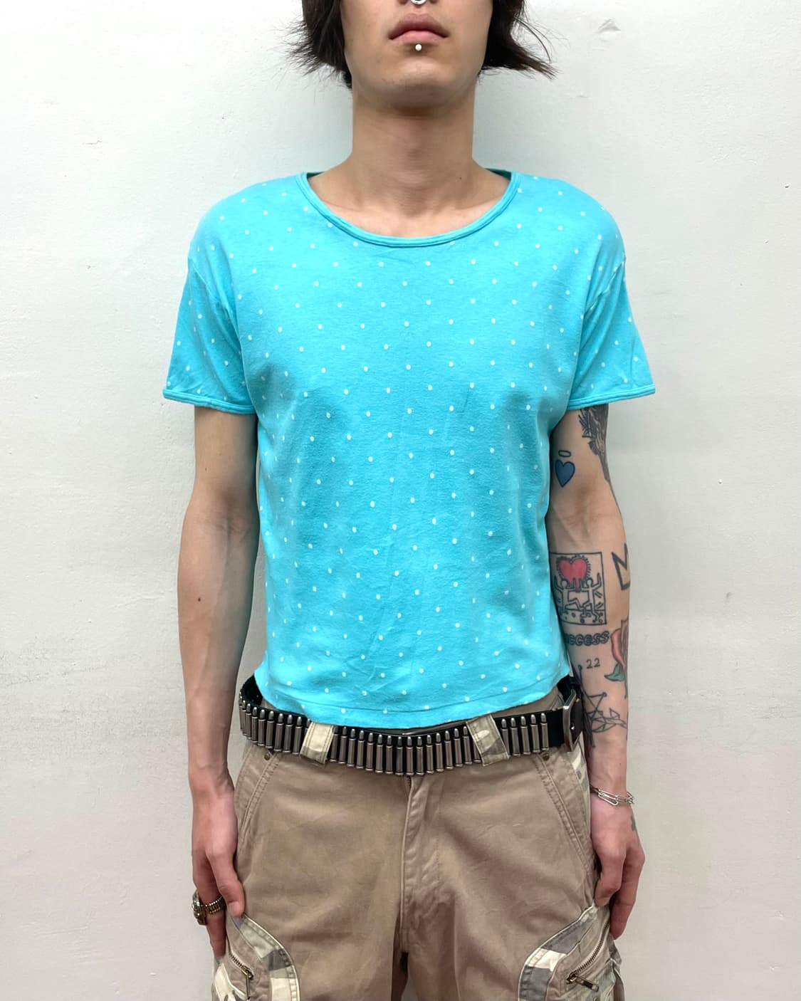 Basic White Dot Blue T-shirt 상품이미지1