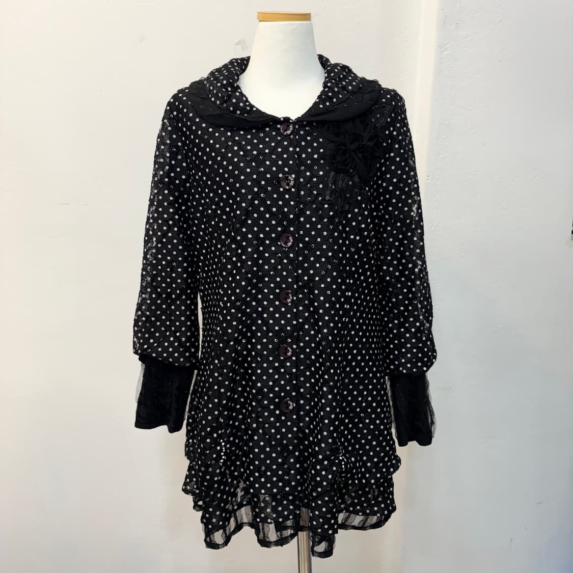 빈티지 도트 레이스 원피스 자켓 상품이미지4