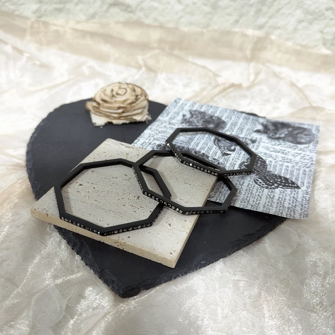 빈티지 고딕 오리엔탈 팔각형 3링 팔찌세트 상품이미지1