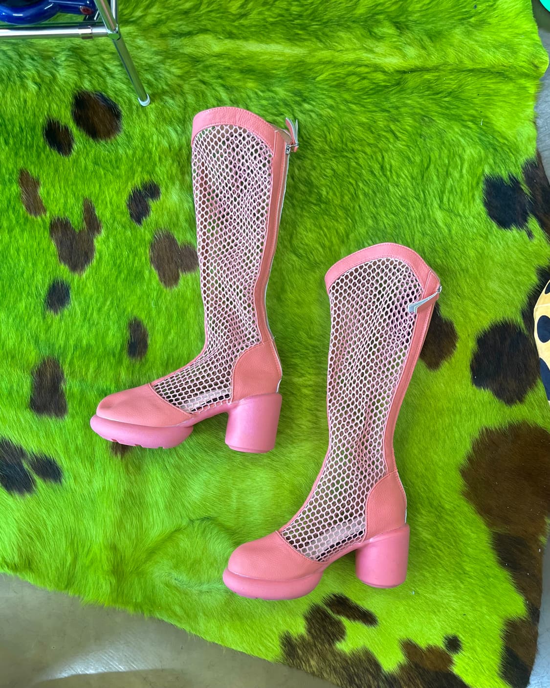 Italian Vtg Lace-up Mesh Rubber Boots 상품이미지3