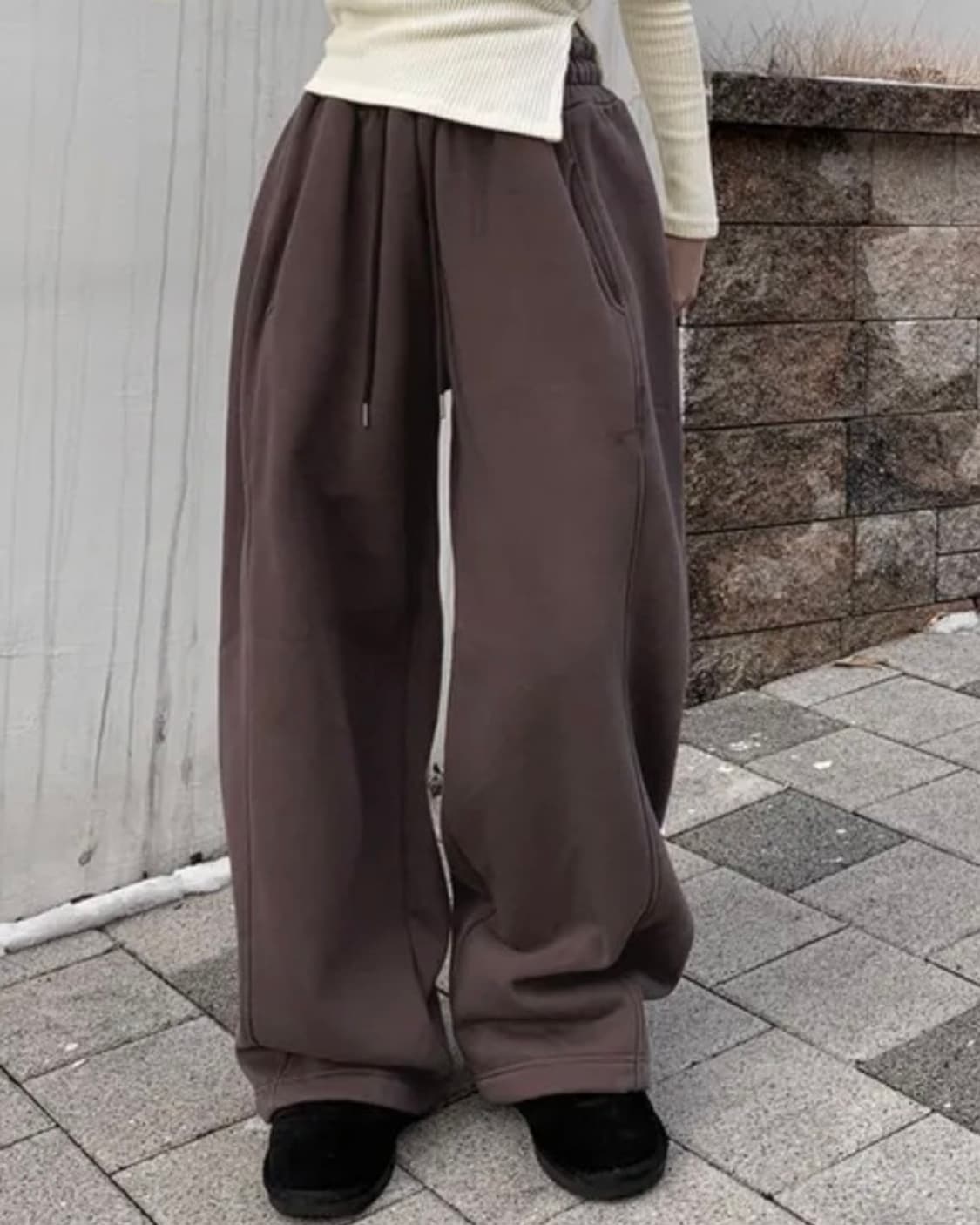 에이블리 와이드트레이닝팬츠 브라운 상품이미지1