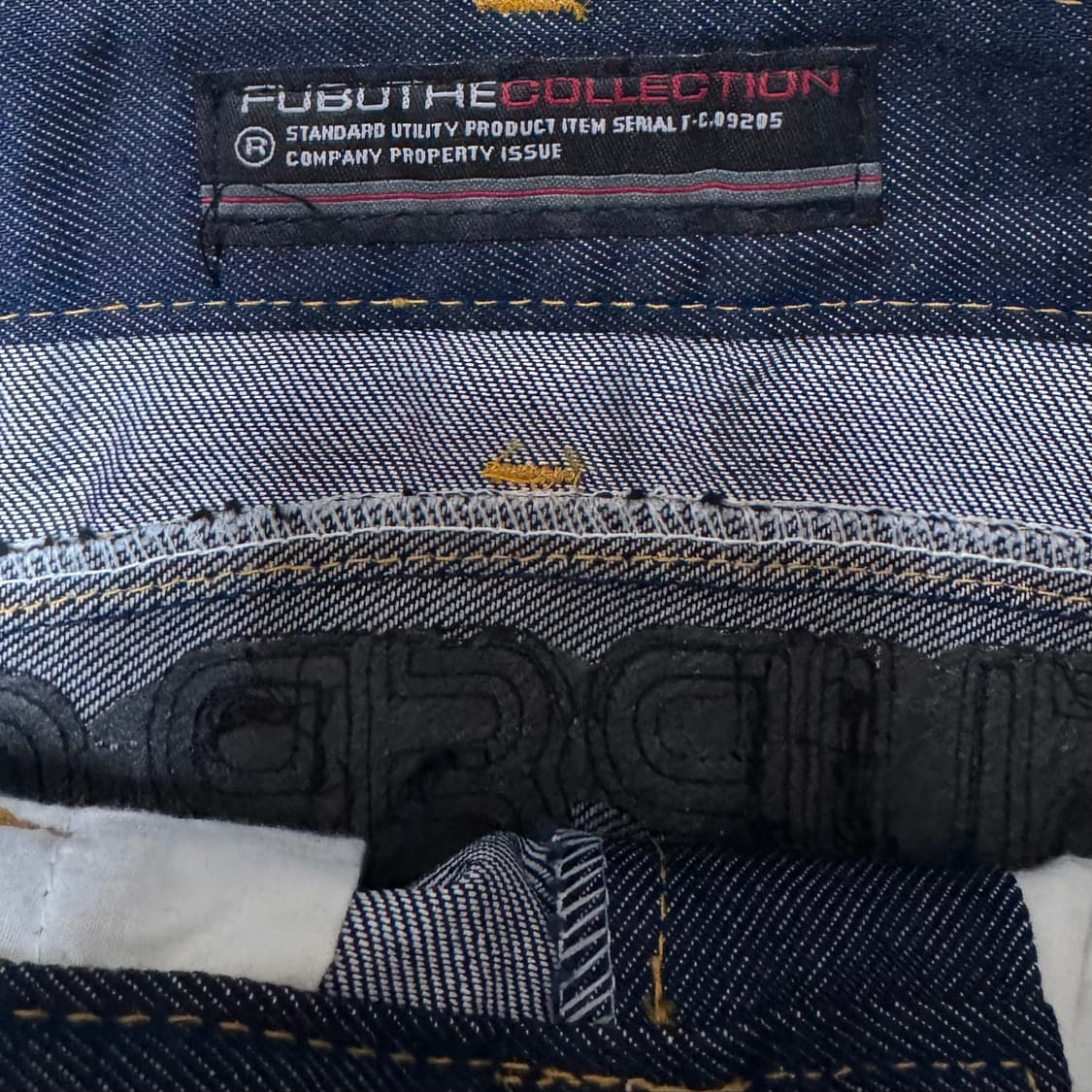 푸부 올드스쿨 다이스 자수 비즈 빅로고 생지 데님팬츠 상품이미지7