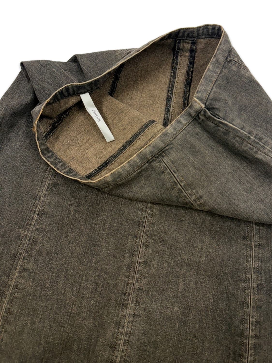 빈티지 PINORE 블랙브라운 라인 데님 롱 스커트 상품이미지4