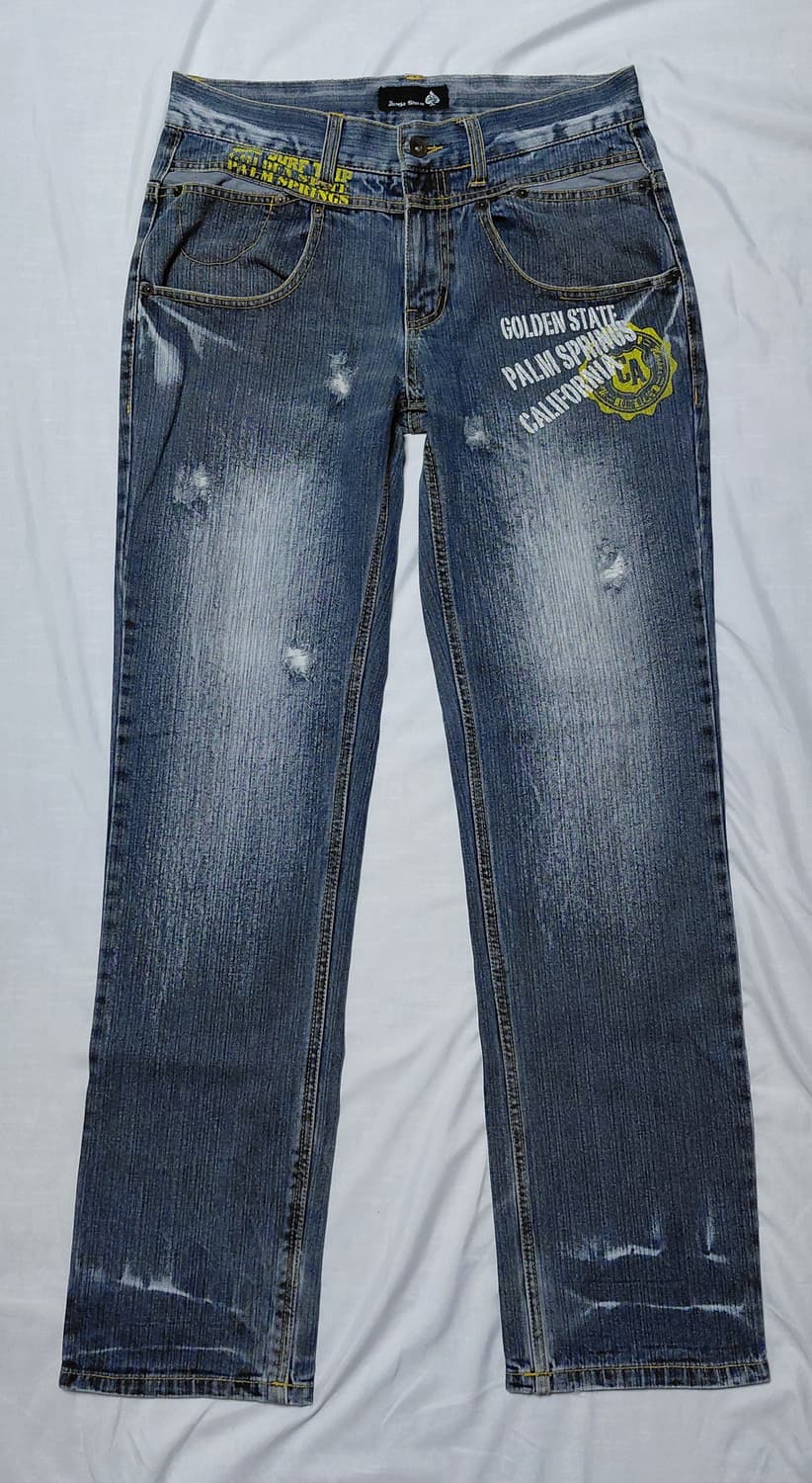 ​[M] 정글스톰(Jungle Storm) Y2K 그래픽 롤업 데님 팬츠 상품이미지2